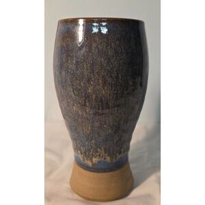 Silver Creek Pottery Petoskey MI Blue Stoneware Vase Handmade